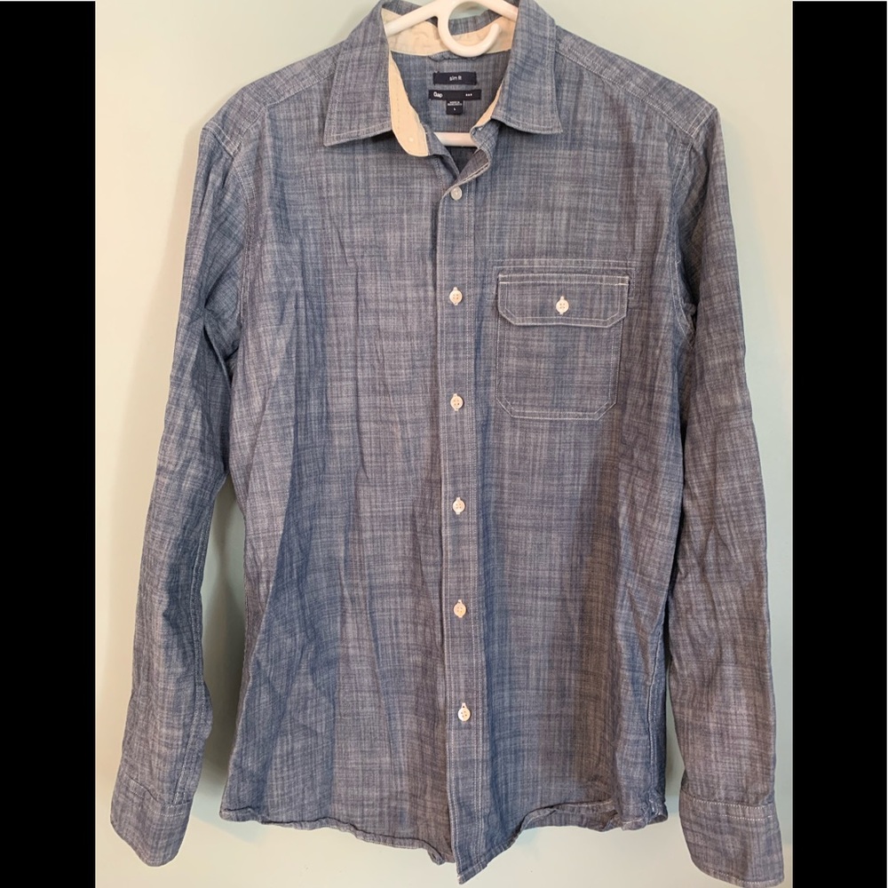 Gap Mens Slim Fit Jean Looking Button Up Shirt Size  Large